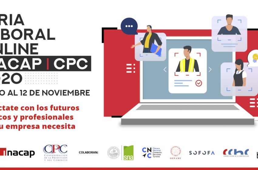  INACAP realizará el próximo martes 10 de noviembre, a las 11:00 horas, la Inauguración de la Feria Laboral Online CPC-INACAP 2020